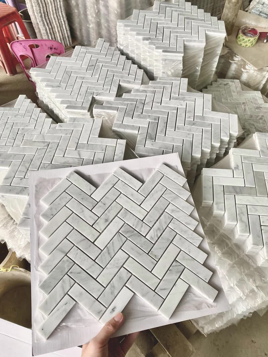 Natural Marble Hexagon Pattern Mosaic Tiles