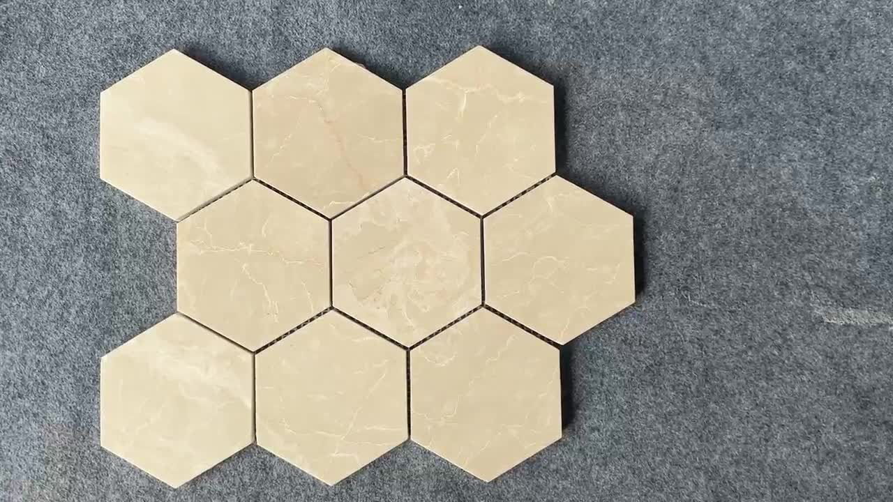 Italy Beige Travetine Stone Hexagon Bathroom Mosaic Tiles