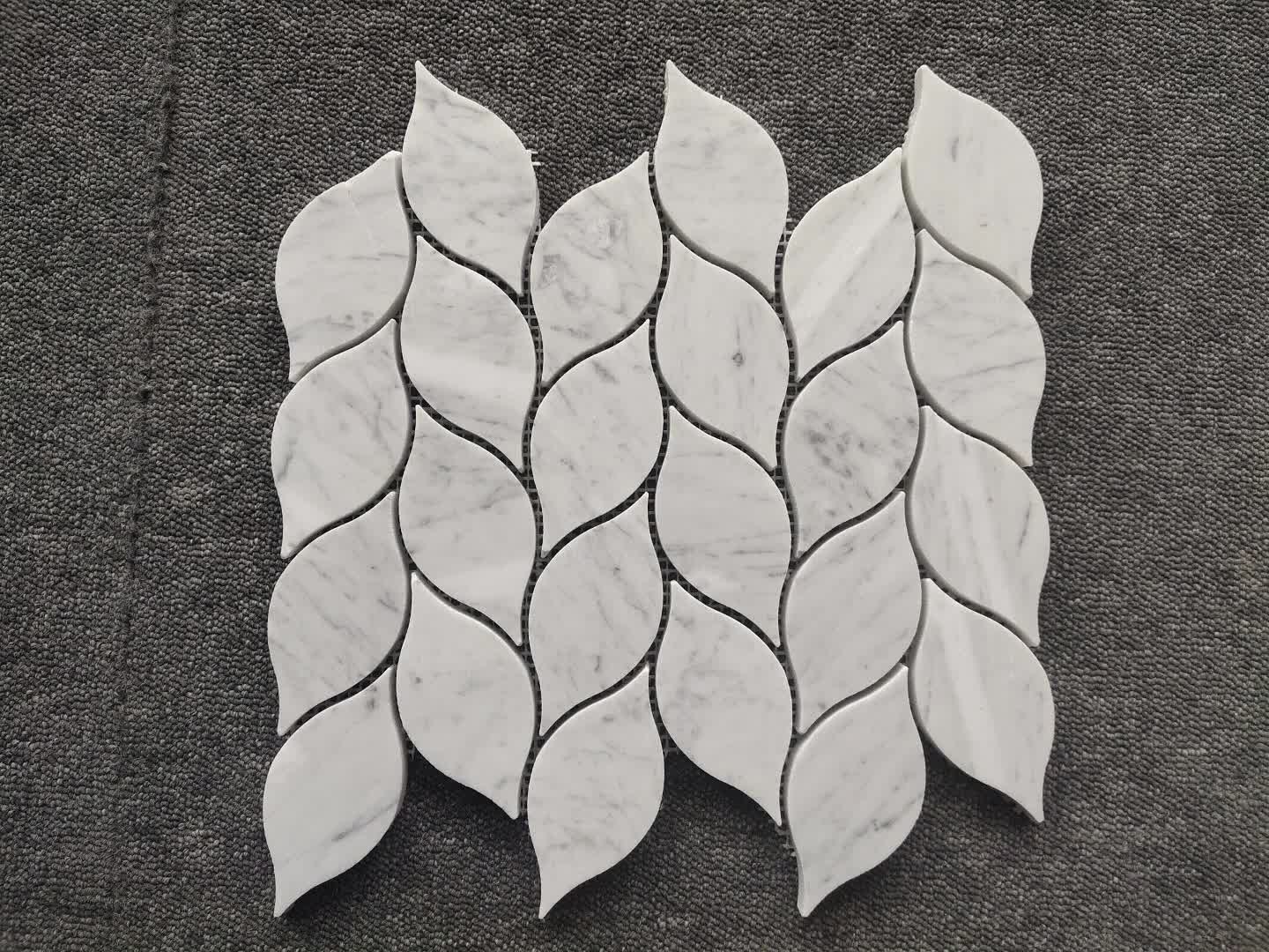 Carrara White Marble Leaf Mosaic Tiles