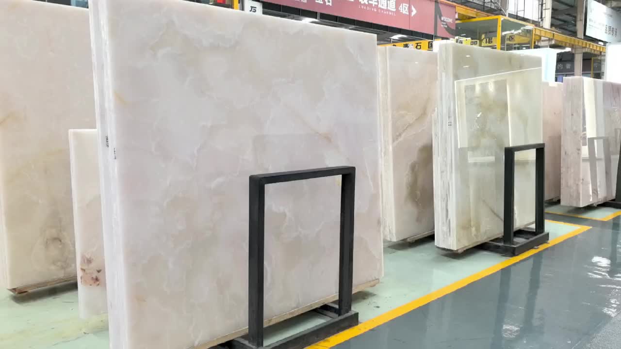 White Onyx Slabs With Brown Veins For Bathroom