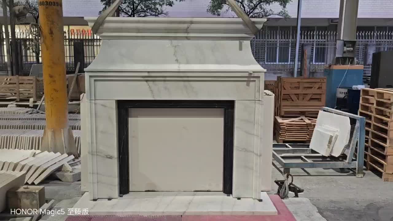Guangxi White Marble Modern Style Indoor Fireplace Mantel