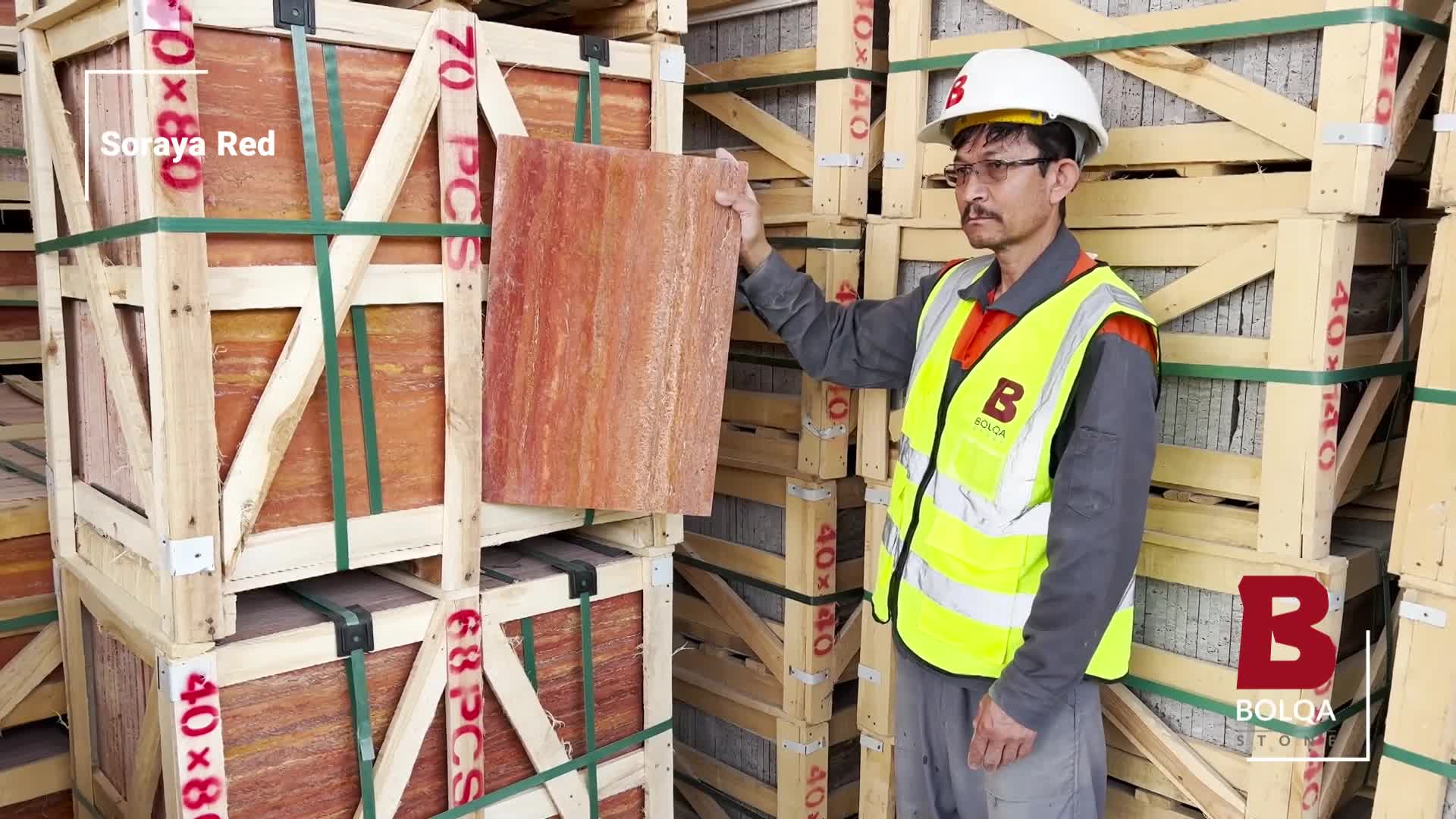 Iran Red Travertine Tiles - Soraya Red Travertine