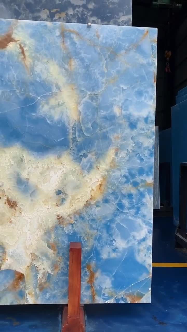 Golden Blue Onyx Slabs Decoration Application Scene