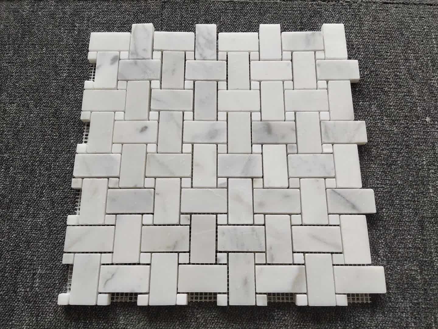 Bathroom Basket Weave Marble Mosaic Tiles
