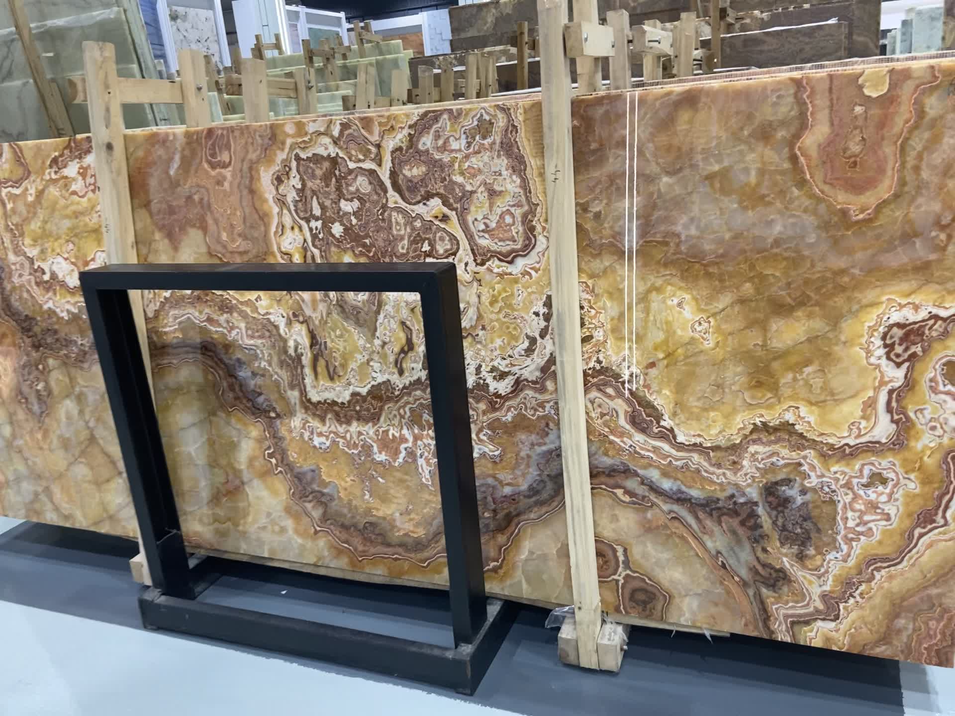 Tiger Onyx Slabs For Hotel Bathroom Flooring And Wall