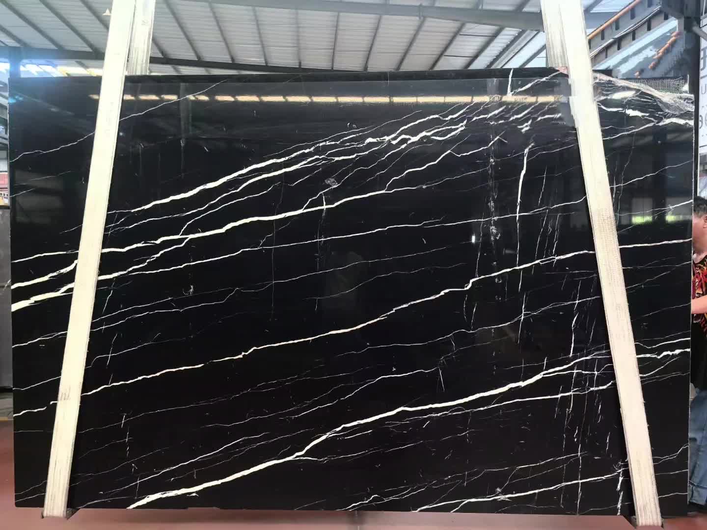 China Nero Marquina Marble Slab And  Tiles