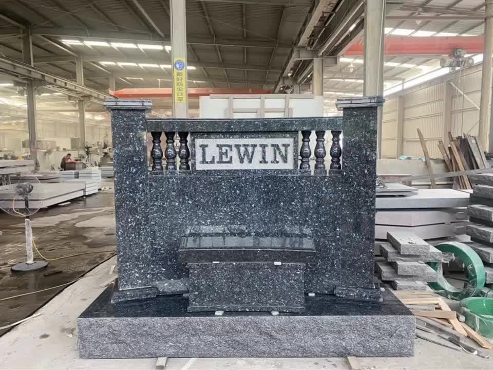 Blue Pearl Granite Polished Monument With Concave Face