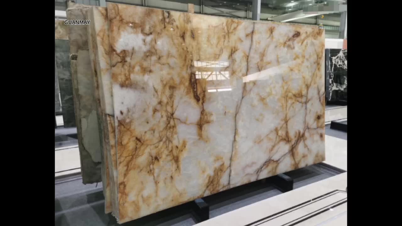 Crystal Yellow Quartzite Slabs For Bookmatch Background