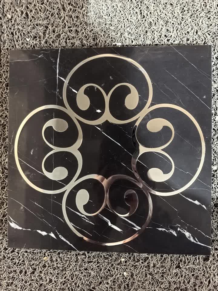 Stainless Steel Inlay Marble Medallion Waterjet Cut Pattern