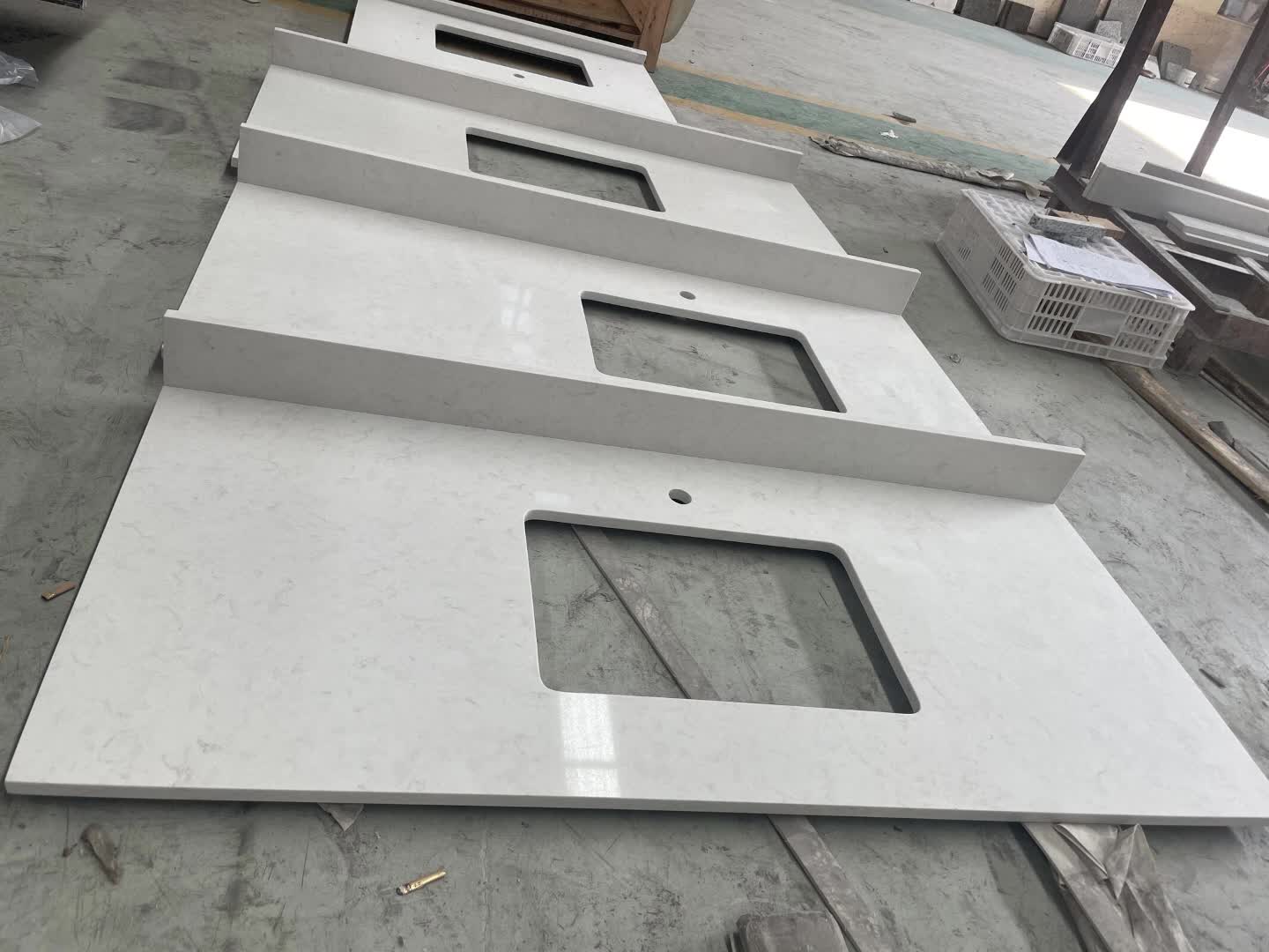 Carrara White Quartz Hotel Bathroom Commercial Counters