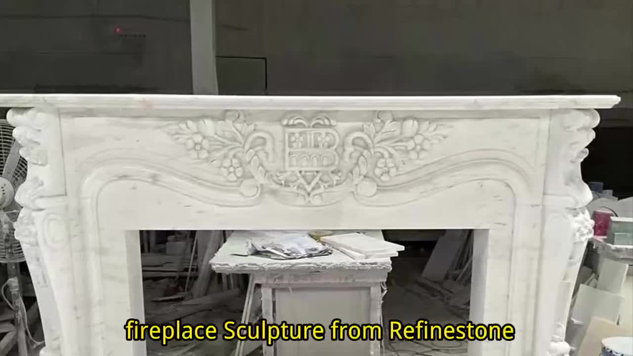Guangxi White Marble Angel Statue Indoor Fireplace