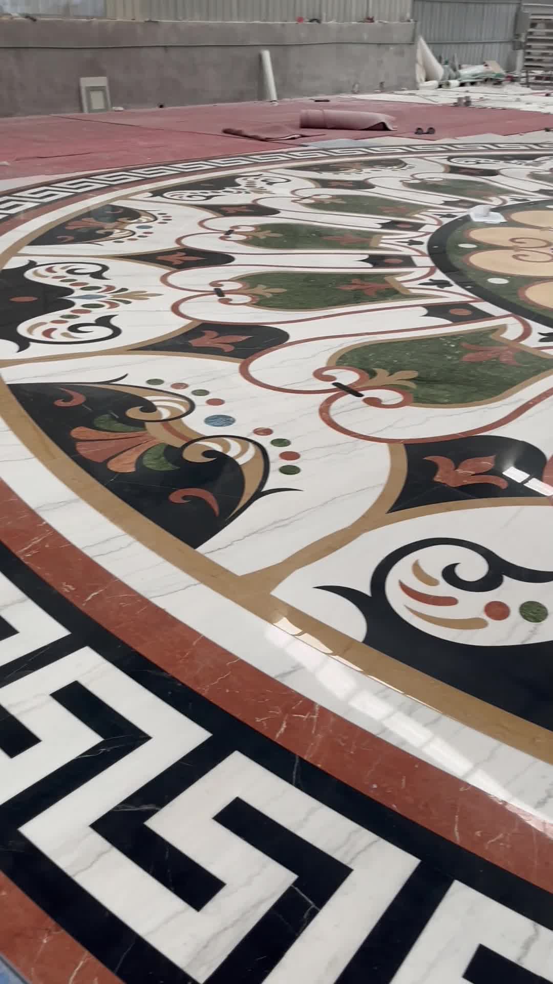 Natural Marble Water Jet Round Medallions Dia15meter Pattern
