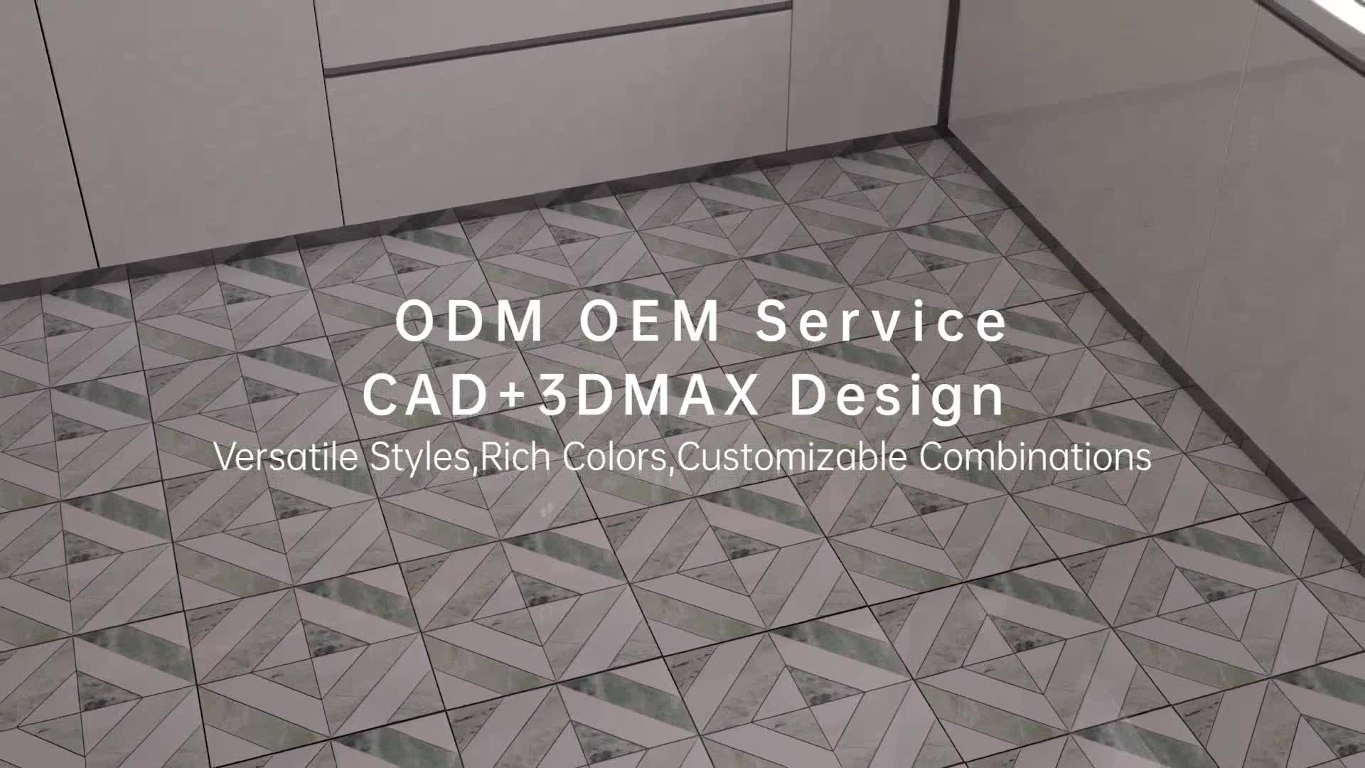 Modern Square Design Green Mosaic Tiles With White Marble