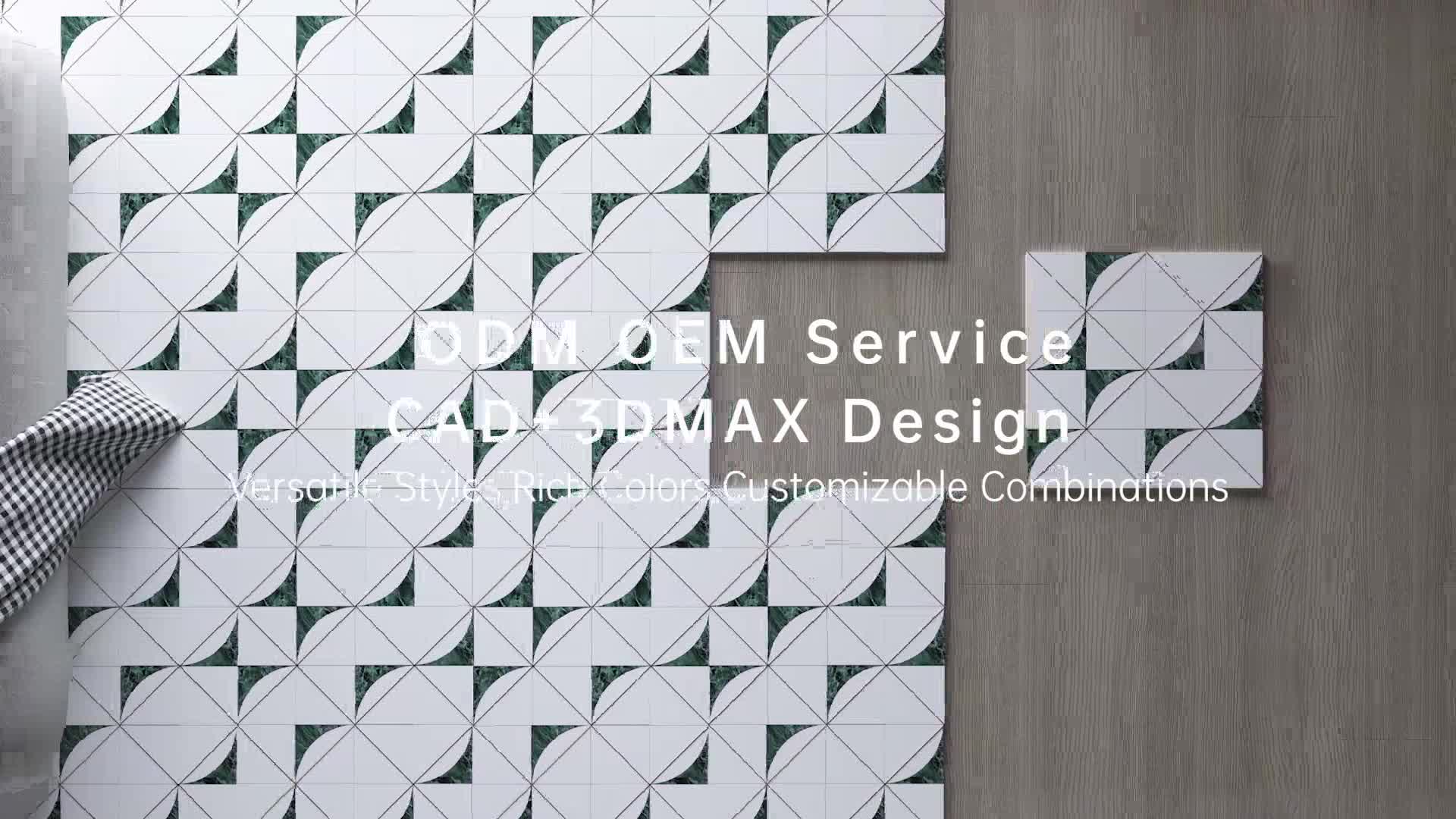 Modern Style White Inlaid Luxury Green Marble Mosaic Tiles