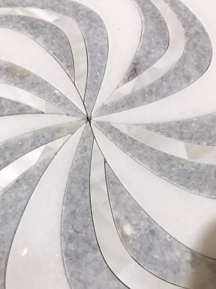 Luxury Windmill Blue Celeste Marble Waterjet Mosaic Tiles