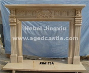 Beige Marble Fireplace