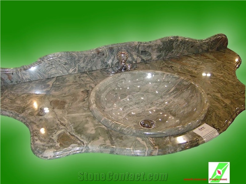 Stone Sinks-2, Green Marble Bath Tops