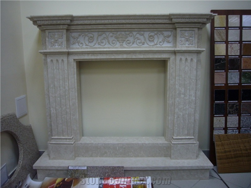 Cremasiva Light Beige Marble Fireplace