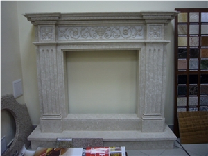 Cremasiva Light Beige Marble Fireplace