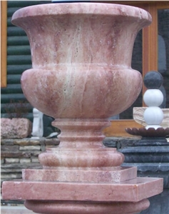 Mahallat Pink Travertine Flower Pot