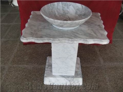 Bianco Carrara Marble Pedestal Basins