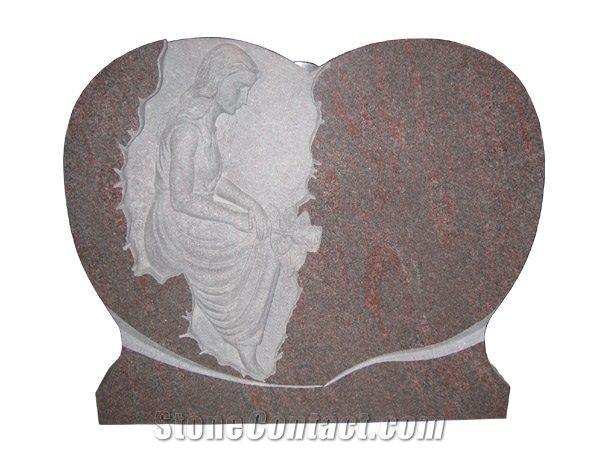 Red Granite Heart Tombstone and Monument