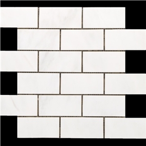 Afyon White Marble Brick Mosaic