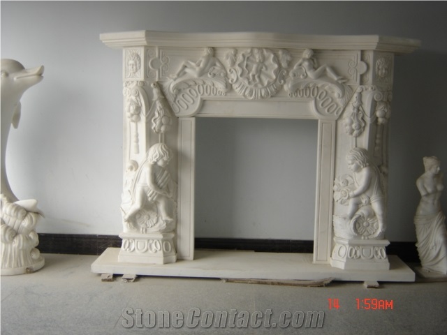 Stone Fireplace, White Marble Fireplace
