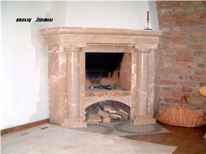 Beige Marble Fireplace