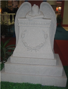 White Granite Tombstone,Angel Monument