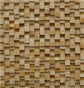 Tumbled Cubic Travertine Mosaic