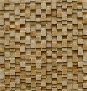 Tumbled Cubic Travertine Mosaic