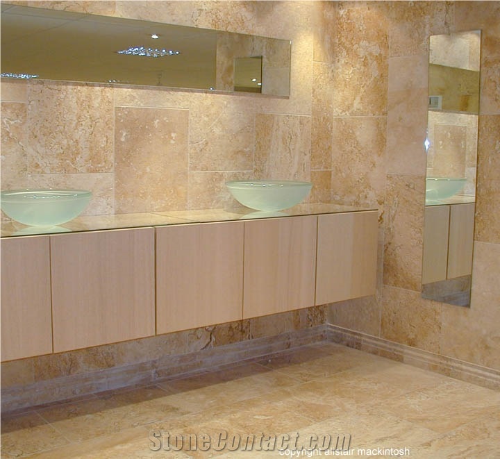 Tuscany Gold Travertine Bathroom Design