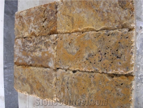 Scabas Travertine Wall Tile, Turkey Yellow Travertine