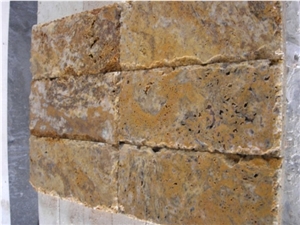 Scabas Travertine Wall Tile, Turkey Yellow Travertine