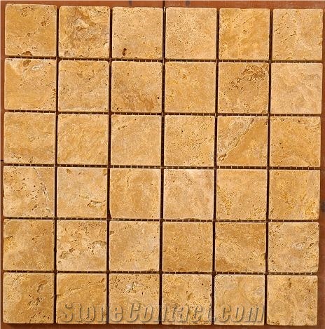 Yellow Travertine Tumbled Slabs & Tiles