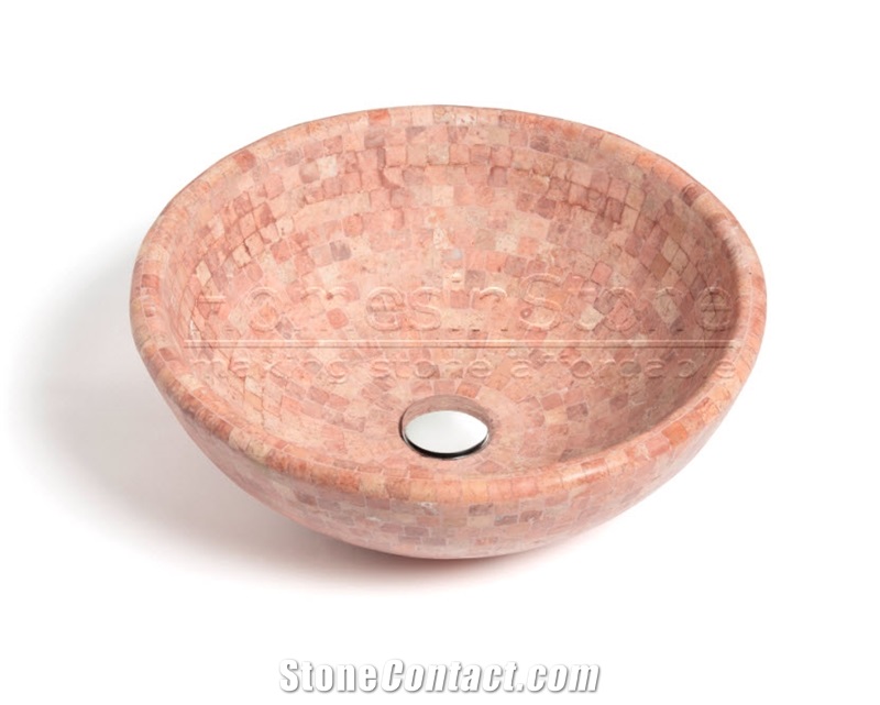 Red Travertine Mosaic Bowl