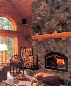 Napa Valley Fieldstone Fireplace