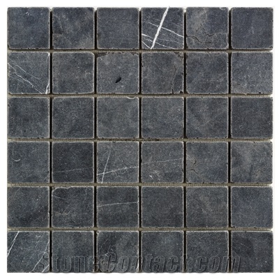 Toros Black (similar to Nero Marquina) Mosaic, Black Marble Mosaic