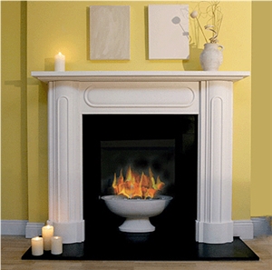Indoor Fireplace - Edwardian Curved, Caliza Paloma Stone