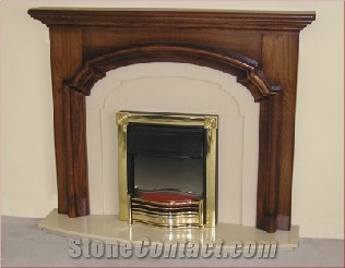 Wood & Marble Fireplace, Beige Marble Fireplace
