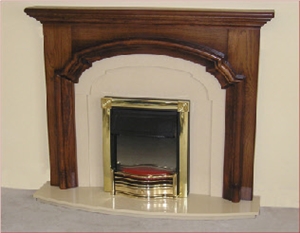 Wood & Marble Fireplace, Beige Marble Fireplace