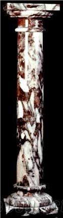 Column with Fior Di Pesco Carnico Marble, Fior Di Pesco Carnico Lilac Marble Column