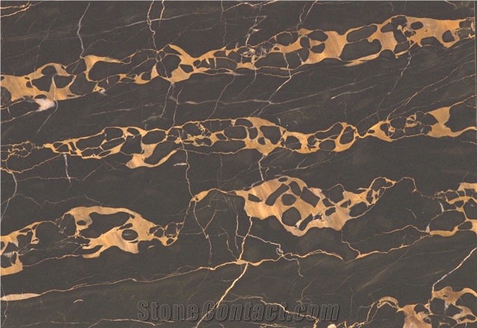 Portoro Gold Marble Slabs & Tiles, Italy Black Marble
