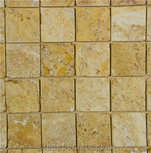 Gold Yellow Travertine Mosaic Tiles