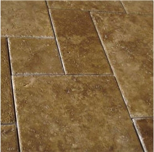 Chipped Noce Travertine Pattern Slabs & Tiles, Turkey Brown Travertine