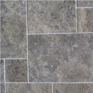 Chipped Silver Travertine Pattern Slabs & Tiles, Turkey Grey Travertine