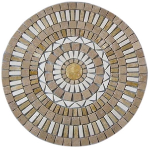 Mixed Travertine Mosaic Medallion