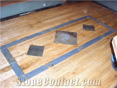 Bluestone Tile with Hardwood Flooring, Pennsy Lvania Blue Stone Tile