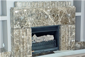 Brown Marble Unique Fireplace